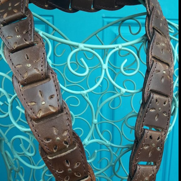 Genuine Leather Belt Metal Studs Embossed Tooled  Cut Outs Reversable main image 11
